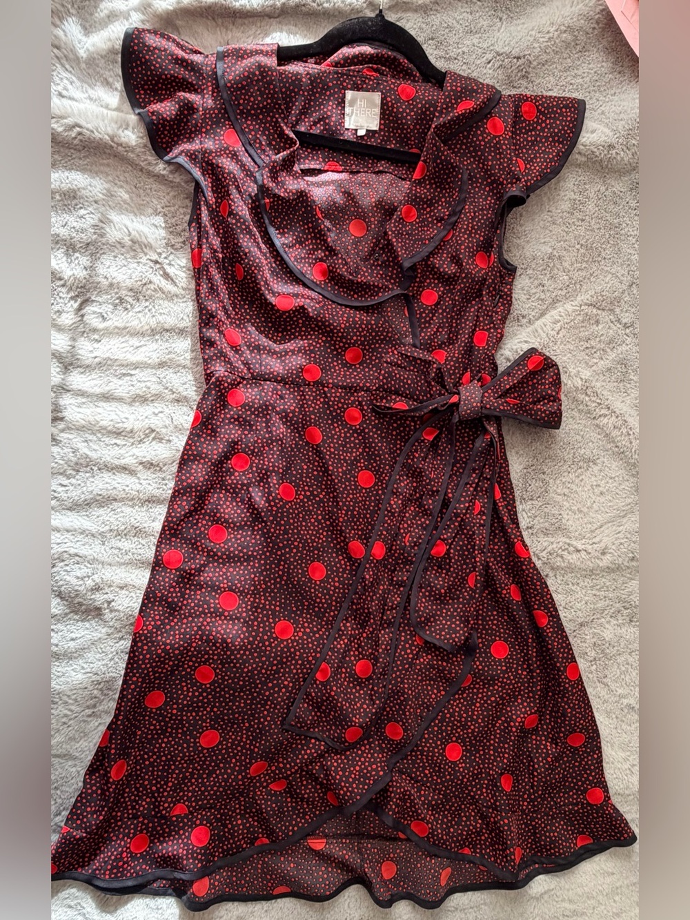 Hi There by Karen Walker Polka Dot Ruffle Wrap Dress Siz 4 Vintage Anthropologie
